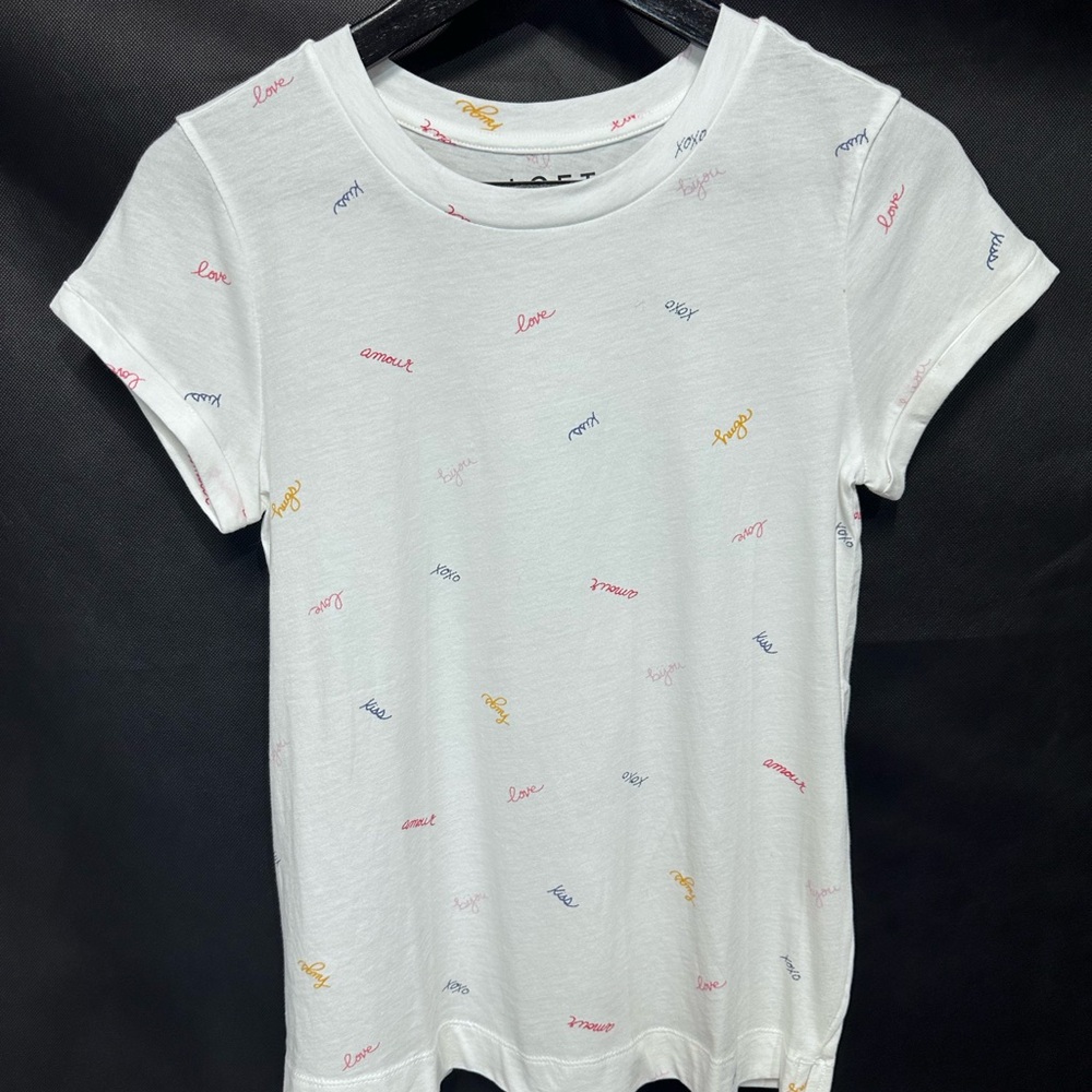 Ann Taylor Loft “Love” 100% Cotton Tee Top NEW